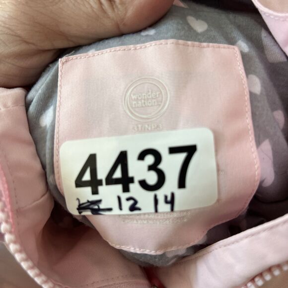 Wonder Nation Pink Rain Jacket Toddler Girls 3T Lined Hooded Polka Dots - Picture 4 of 7